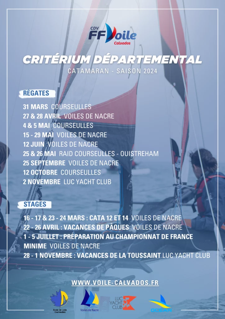 compétitions stages sportifs catamaran comité départemental de voile calvados