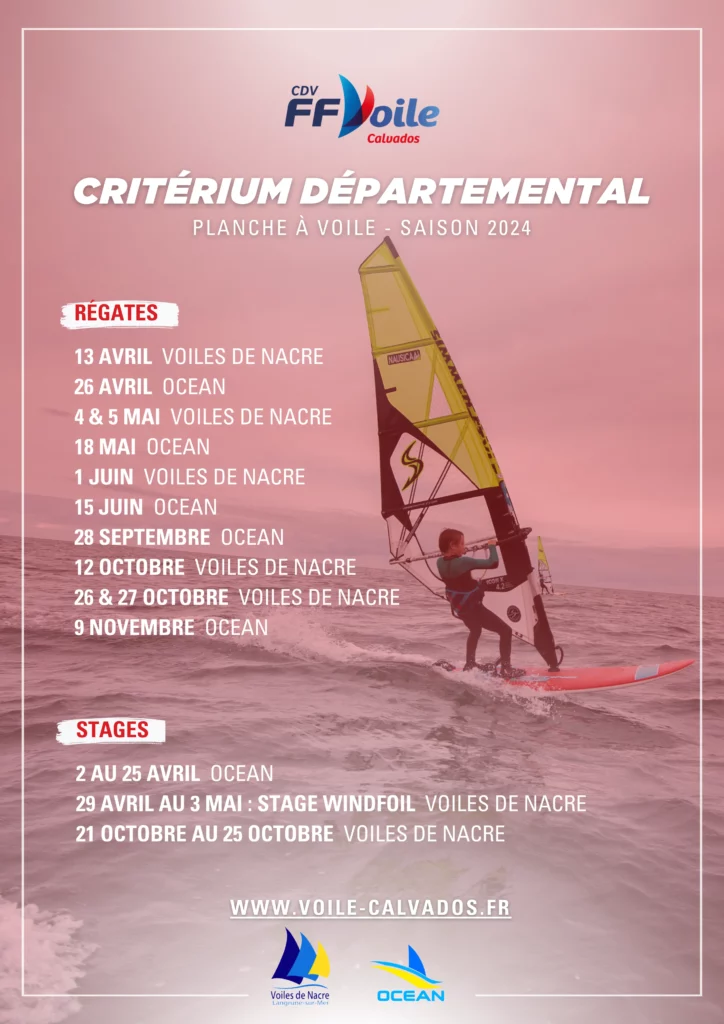 compétitions stages sportifs planche à voile comité départemental de voile calvados